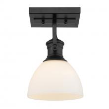  3118-1SF BLK-OP - Hines 1-Light Semi-Flush in Matte Black with Opal Glass